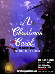 A CHRISTMAS CAROL (show poster) starring actor Duffy Hudson.  Photo by Force of Nature Productions.